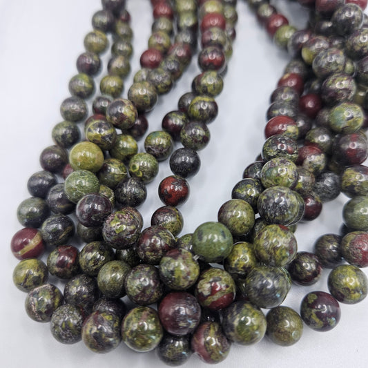 8mm Dragon Blood Jasper Round Bead Strand.