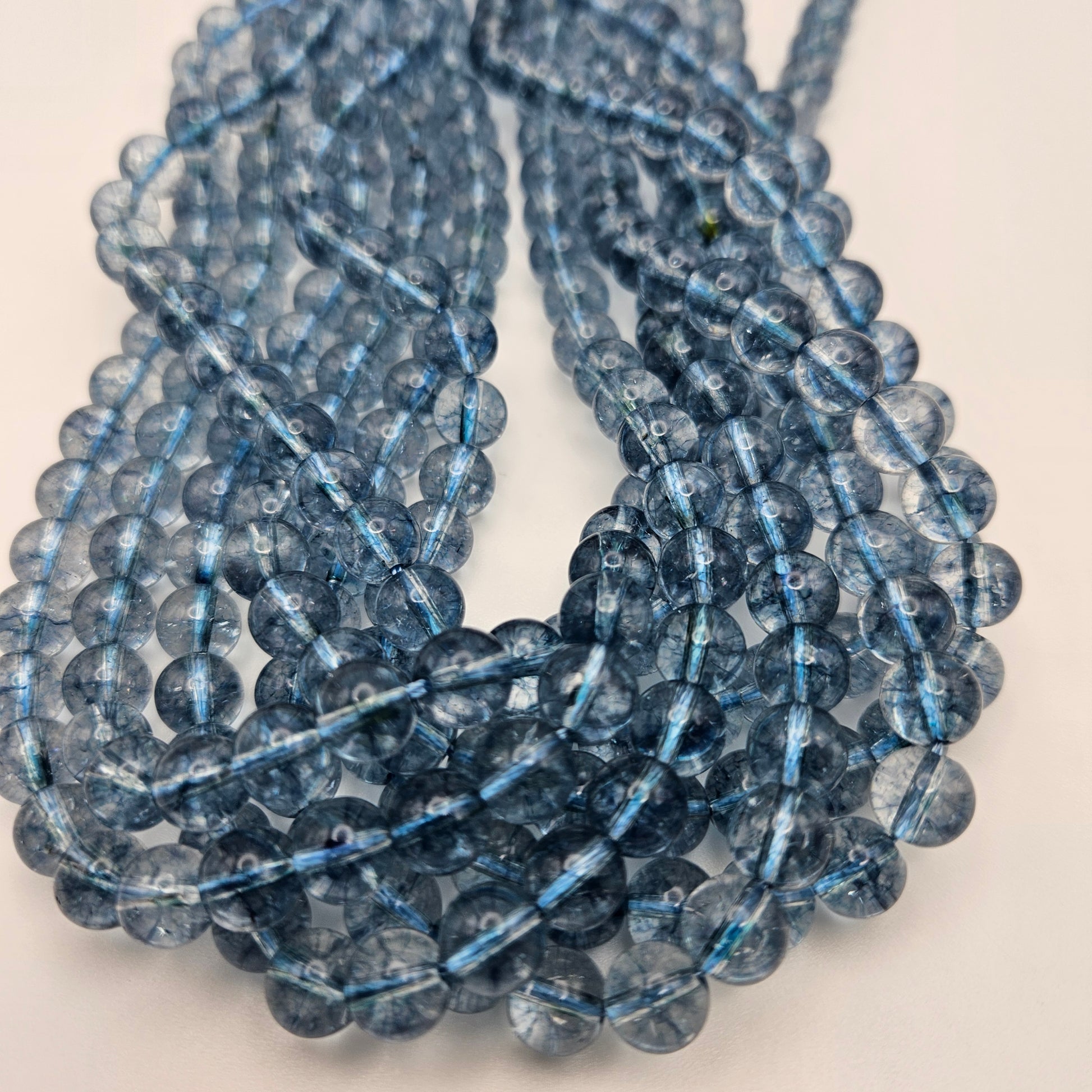 8mm Dyed Blue Quartz Round Smooth.