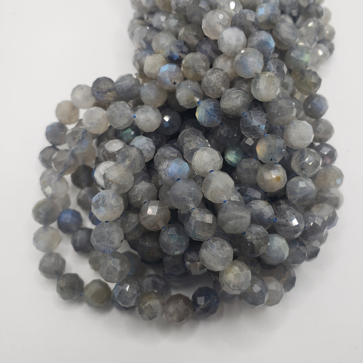 8mm Faceted Labradorite Bead Strand.