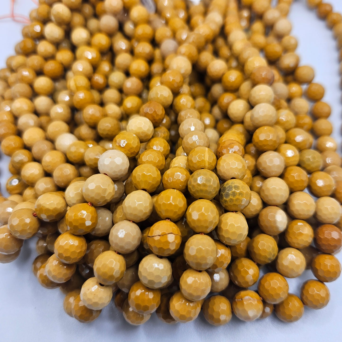 8mm Faceted Mookaite Jasper Round Bead Strand.