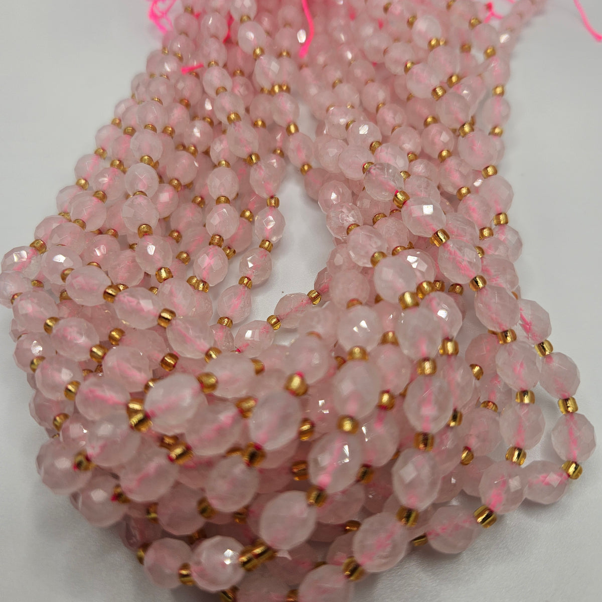 8mm Faceted Rose Quartz Oval Bead Strand.