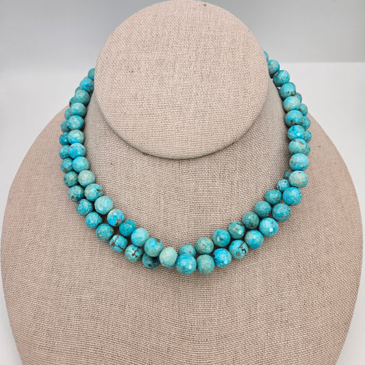 8mm Faceted Turquoise Round Bead Strand.