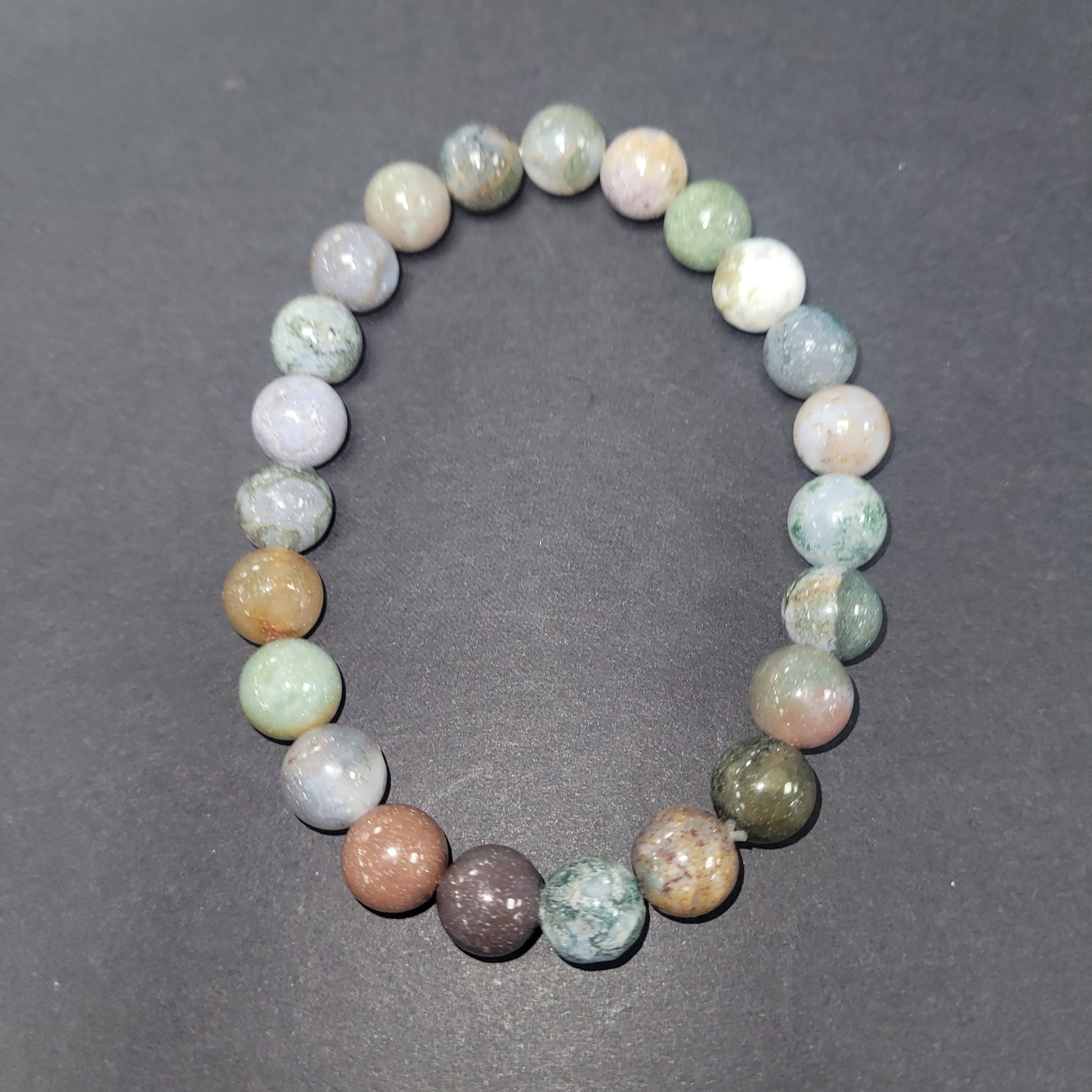 8mm Round Fancy Agate Stretch Bracelet.