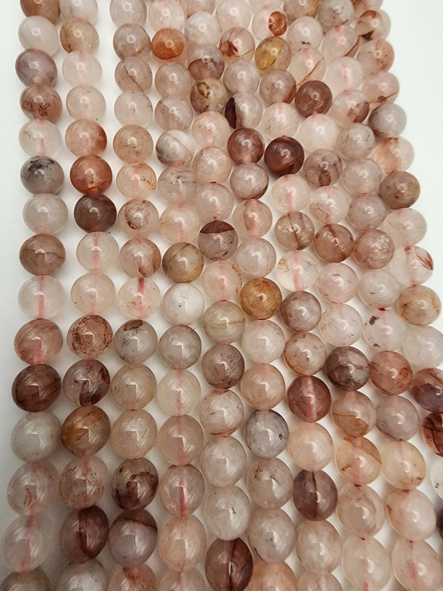 8mm Fire Quartz Round Bead Strand.
