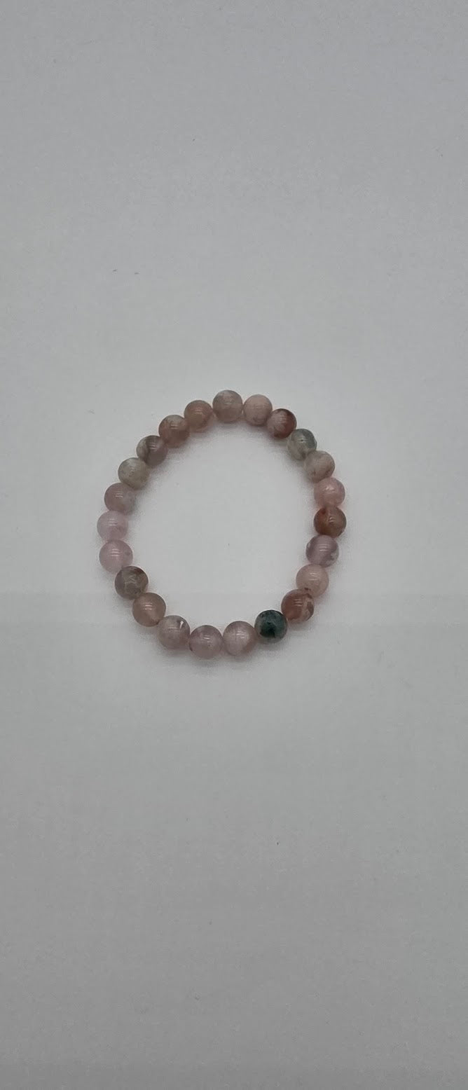 8mm Flower Agate Stretch Bracelet.