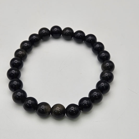 8mm Gold Obsidian Stretch Bracelet.