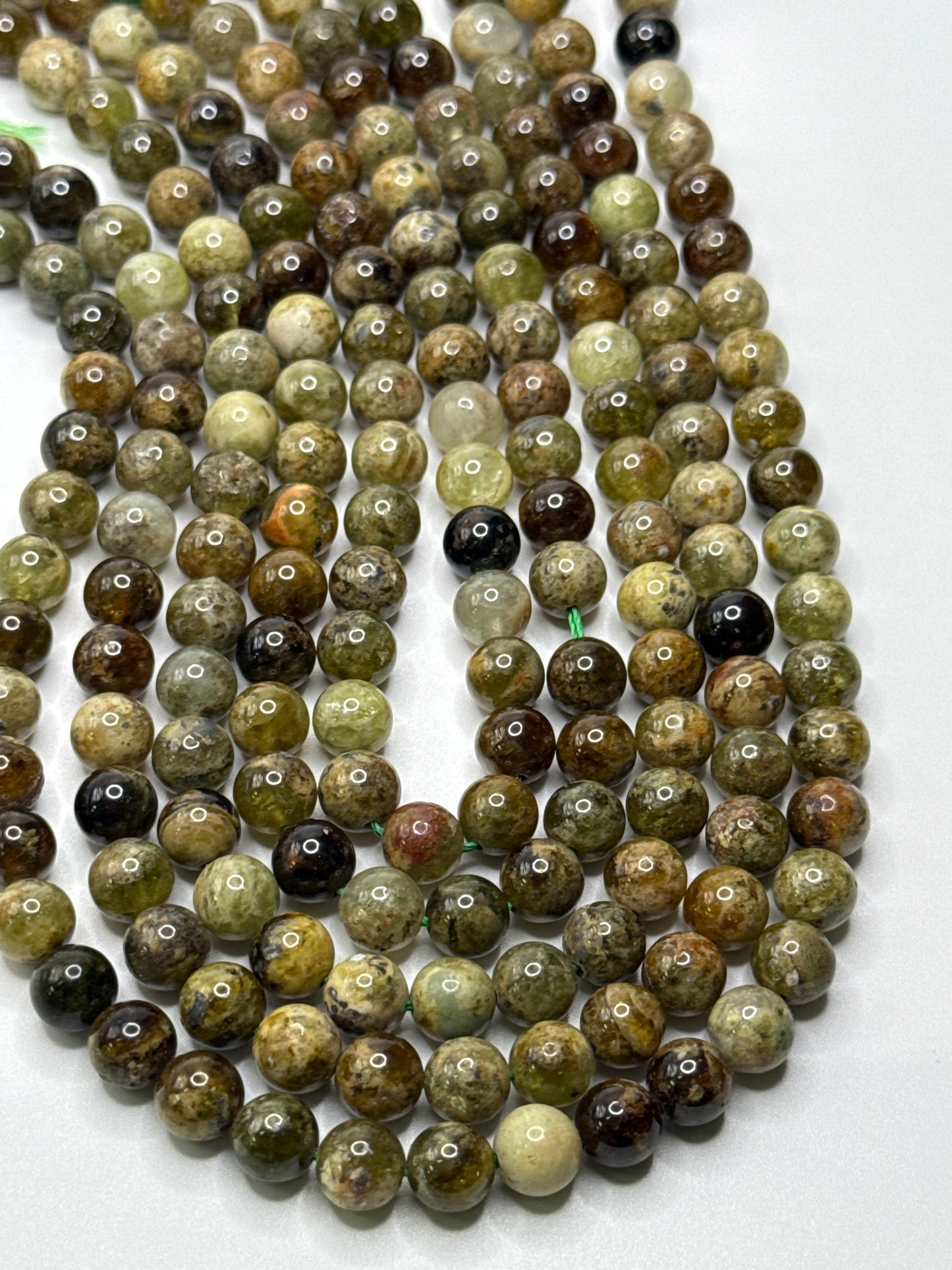 8mm Green Garnet Round Beads.