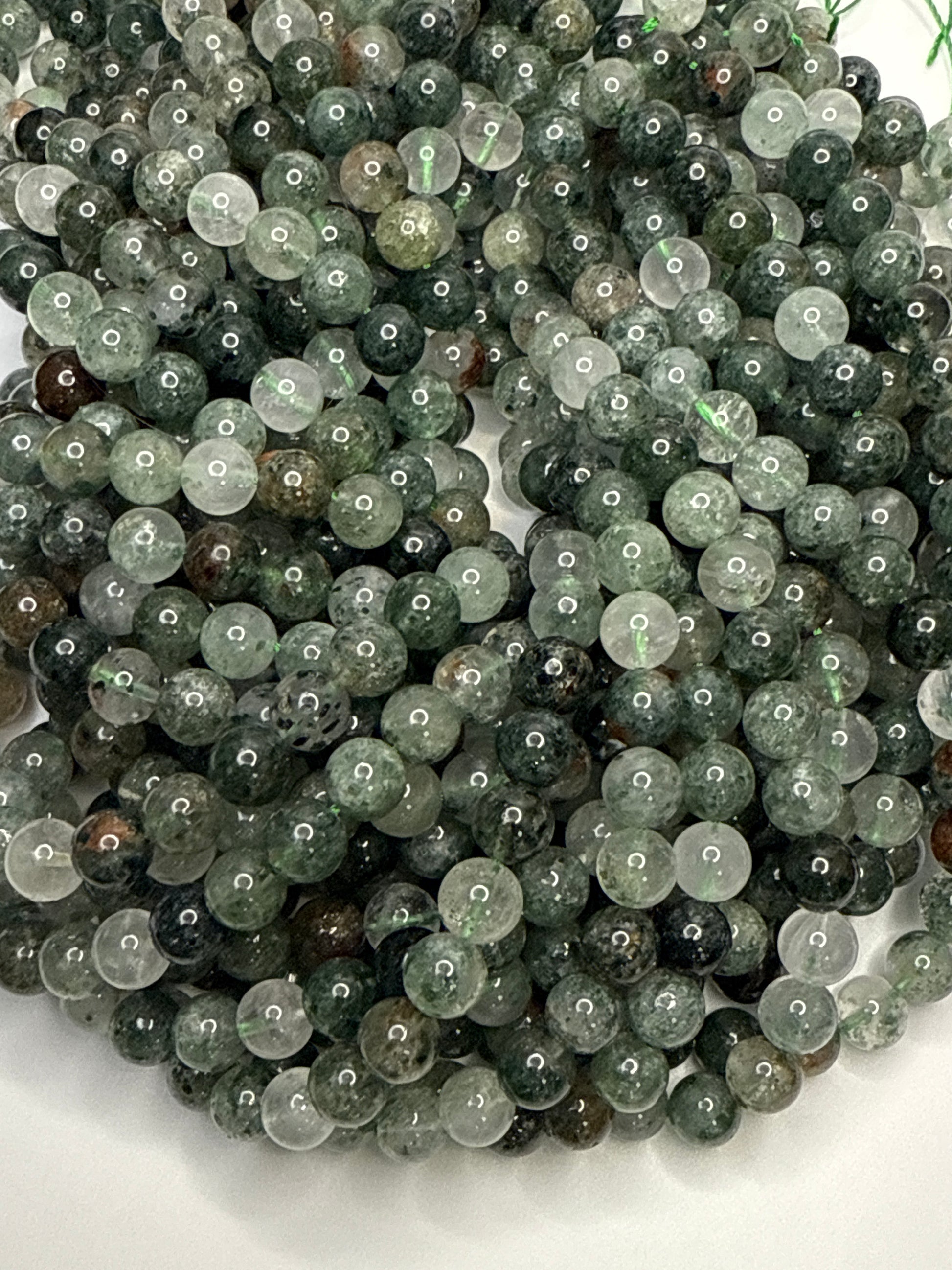 8mm Green Phantom Quartz Round Smooth.
