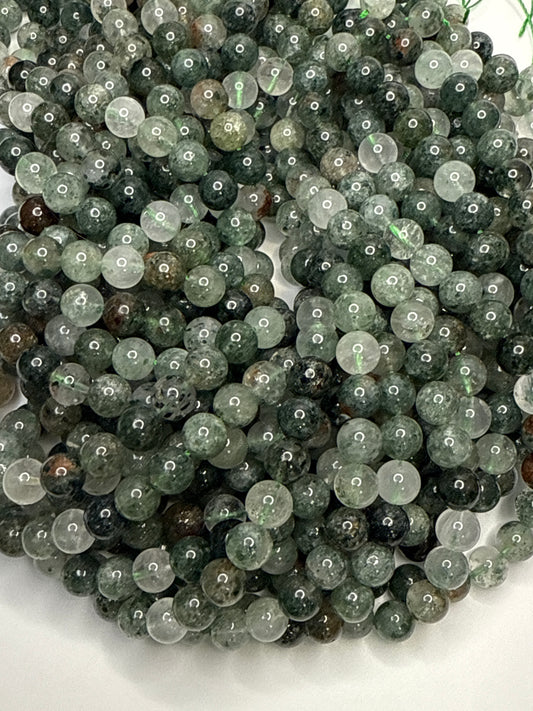 8mm Green Phantom Quartz Round Smooth.