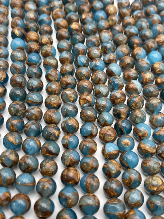 8mm Impression Jasper Blue Round Bead Strand.