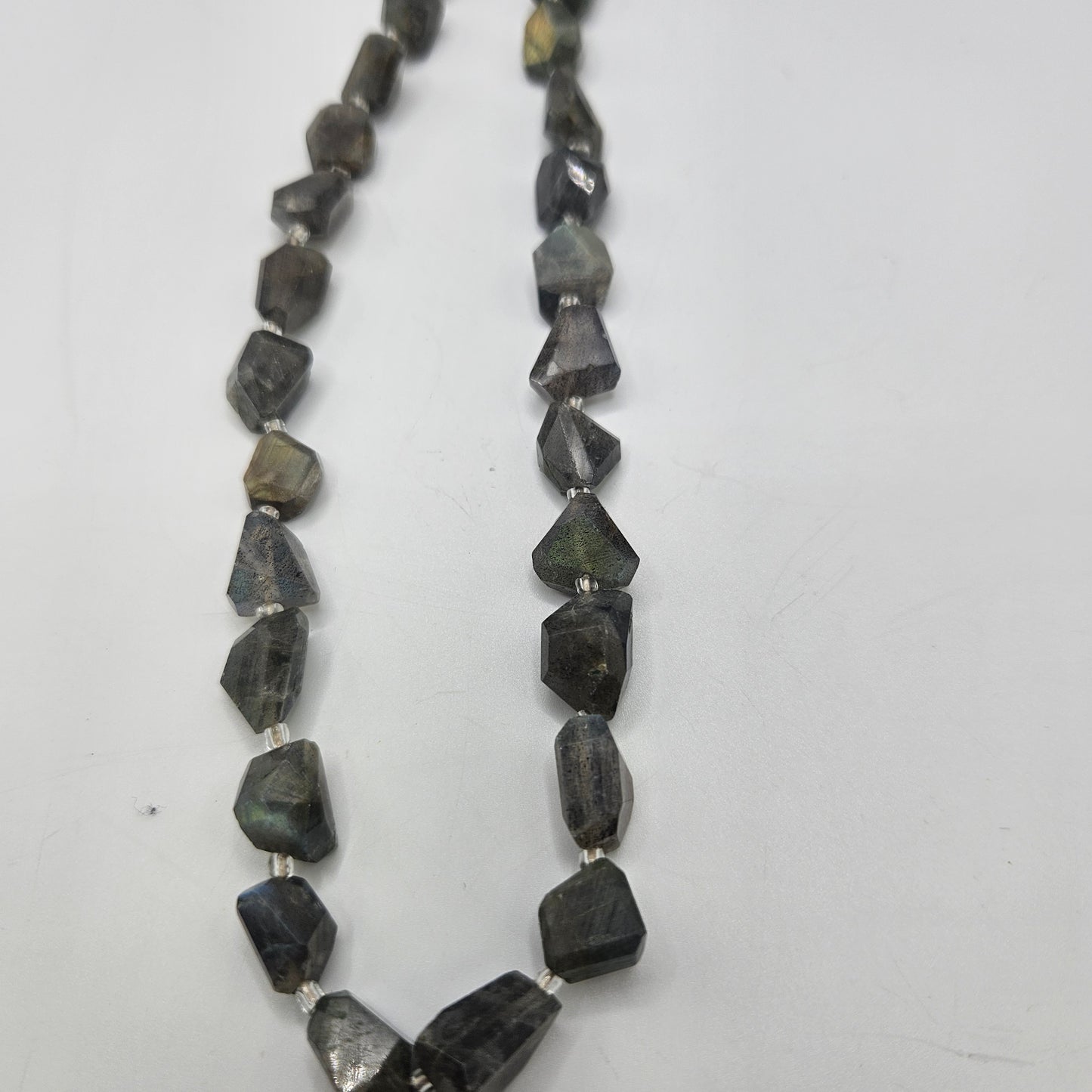8mm labradorite chunk bead strand.