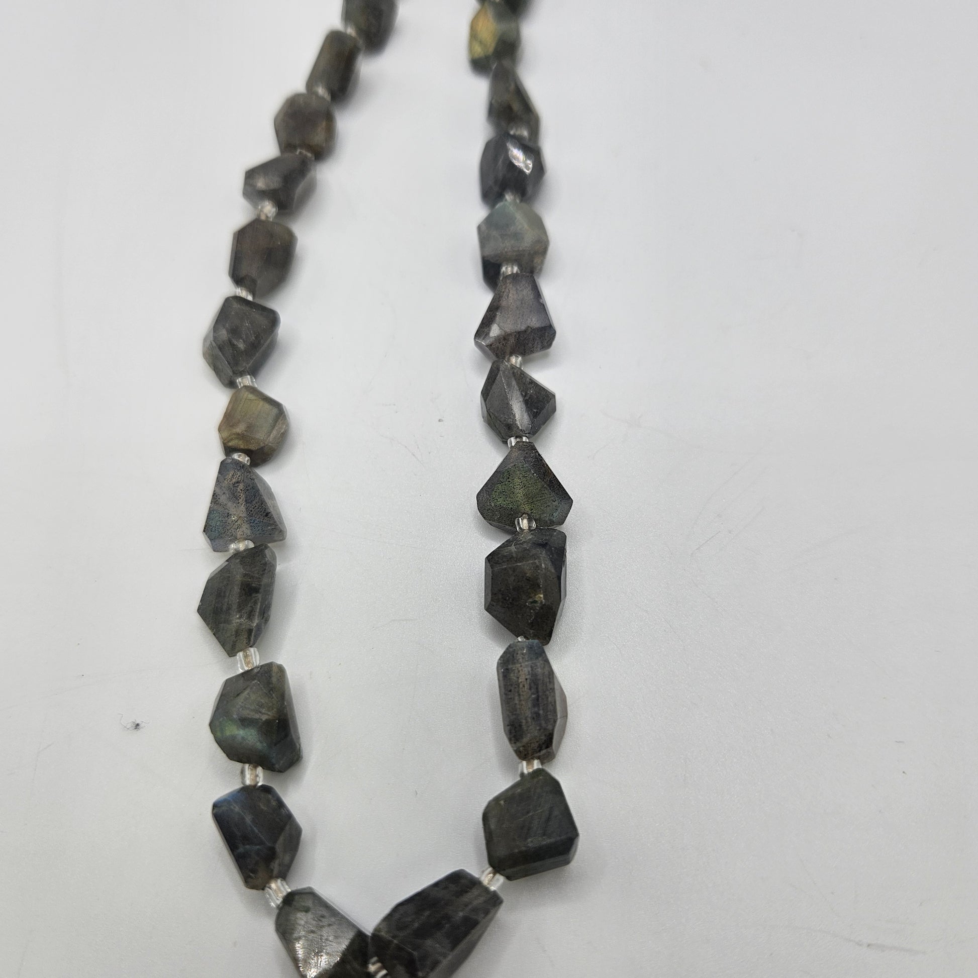 8mm labradorite chunk bead strand.