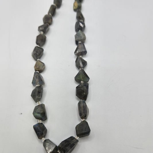 8mm labradorite chunk bead strand.