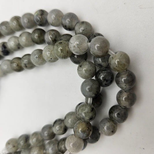 8mm Labradorite Large Hole Round Bead Strand.
