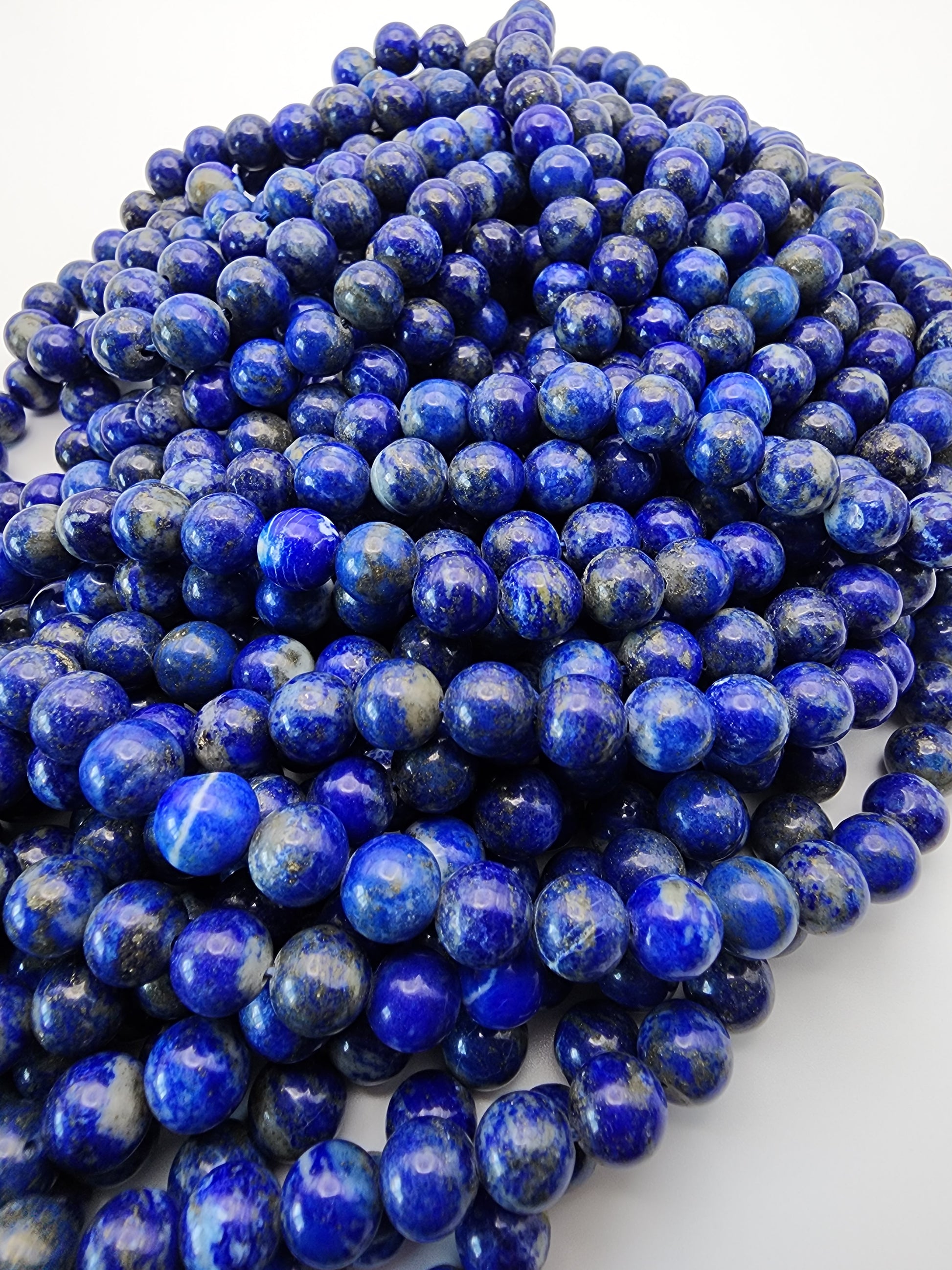 8mm Lapis Lazuli Round Bead Strand.