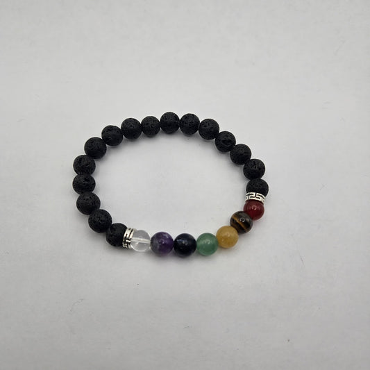 8mm Lava Chakra Stretch Bracelet.