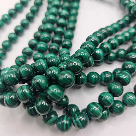 8mm Malachite Round Bead Strand.