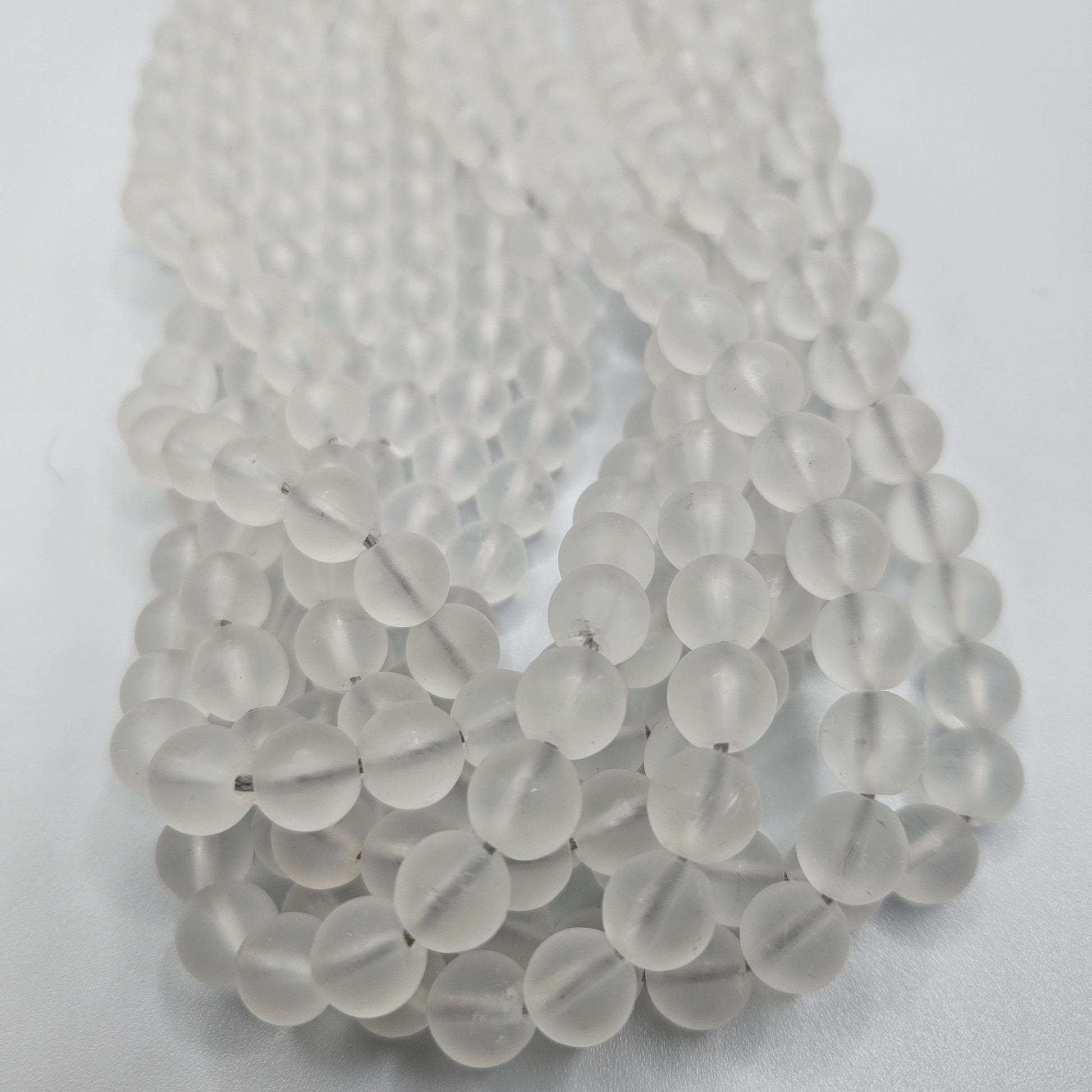8mm Matte Selenite Round Bead Strand.