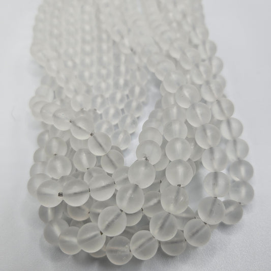 8mm Matte Selenite Round Bead Strand.
