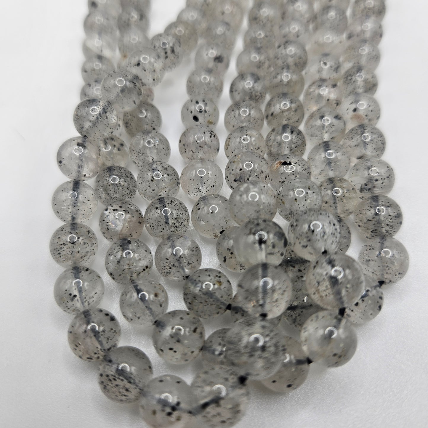 8mm Mica in Quartz Round Bead Strand.