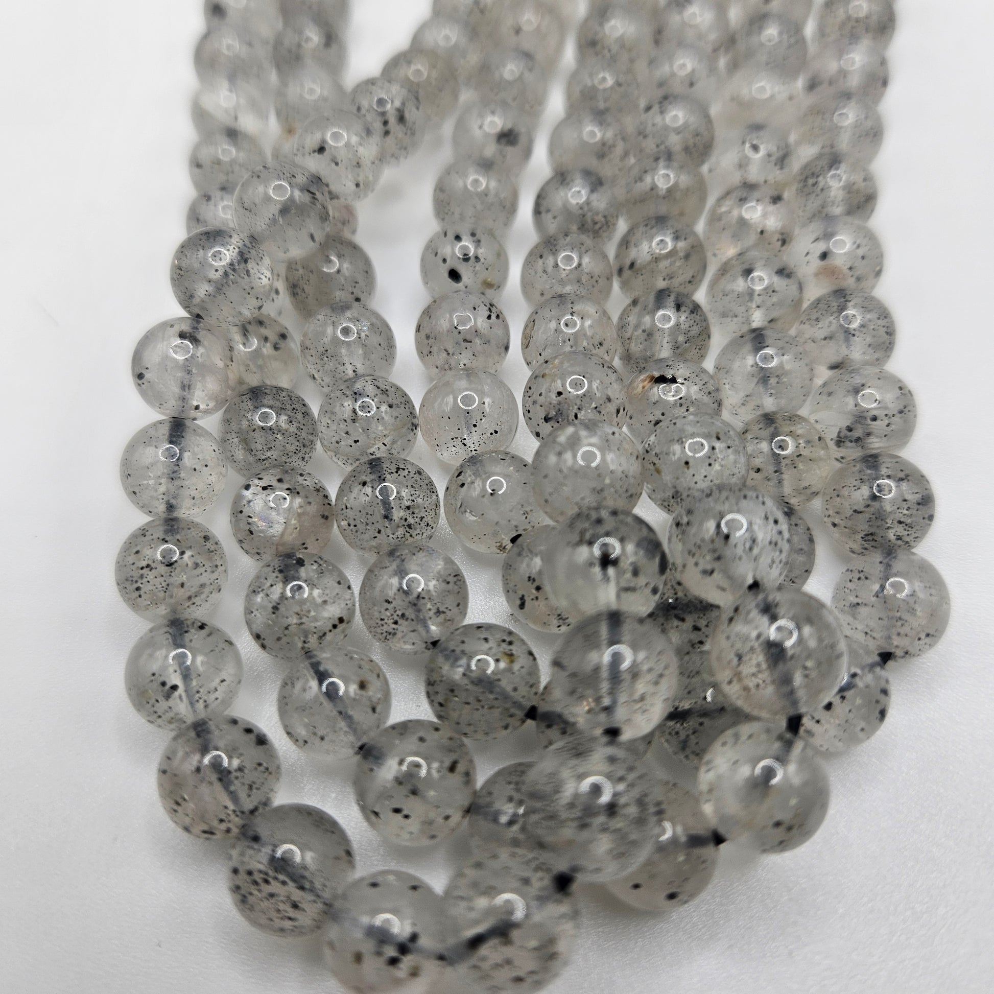 8mm Mica in Quartz Round Bead Strand.