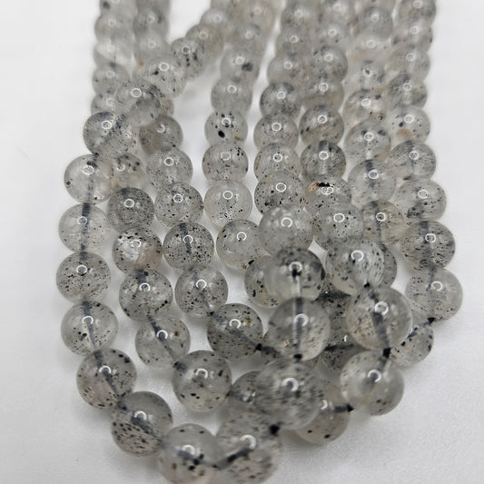 8mm Mica in Quartz Round Bead Strand.