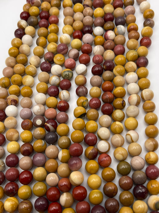 8mm Mookaite Round Smooth Bead Strand.