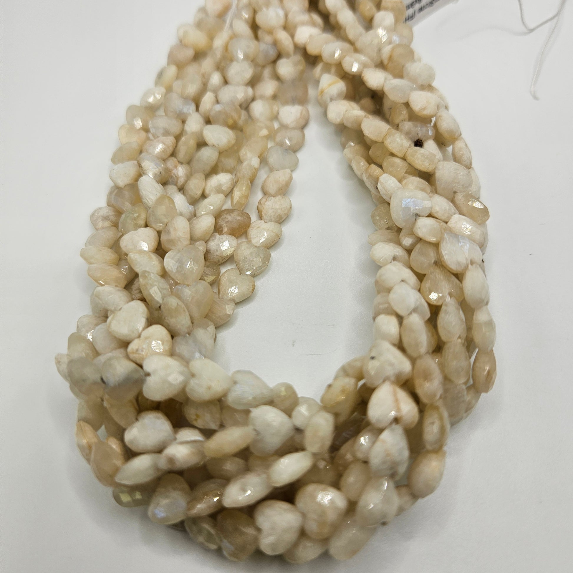 8mm Moonstone Faceted Heart Bead Strand.