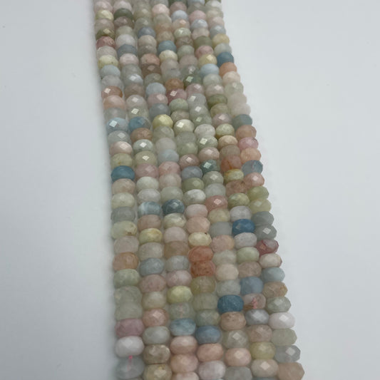 8mm Morganite Rondelle Faceted Bead Strand.