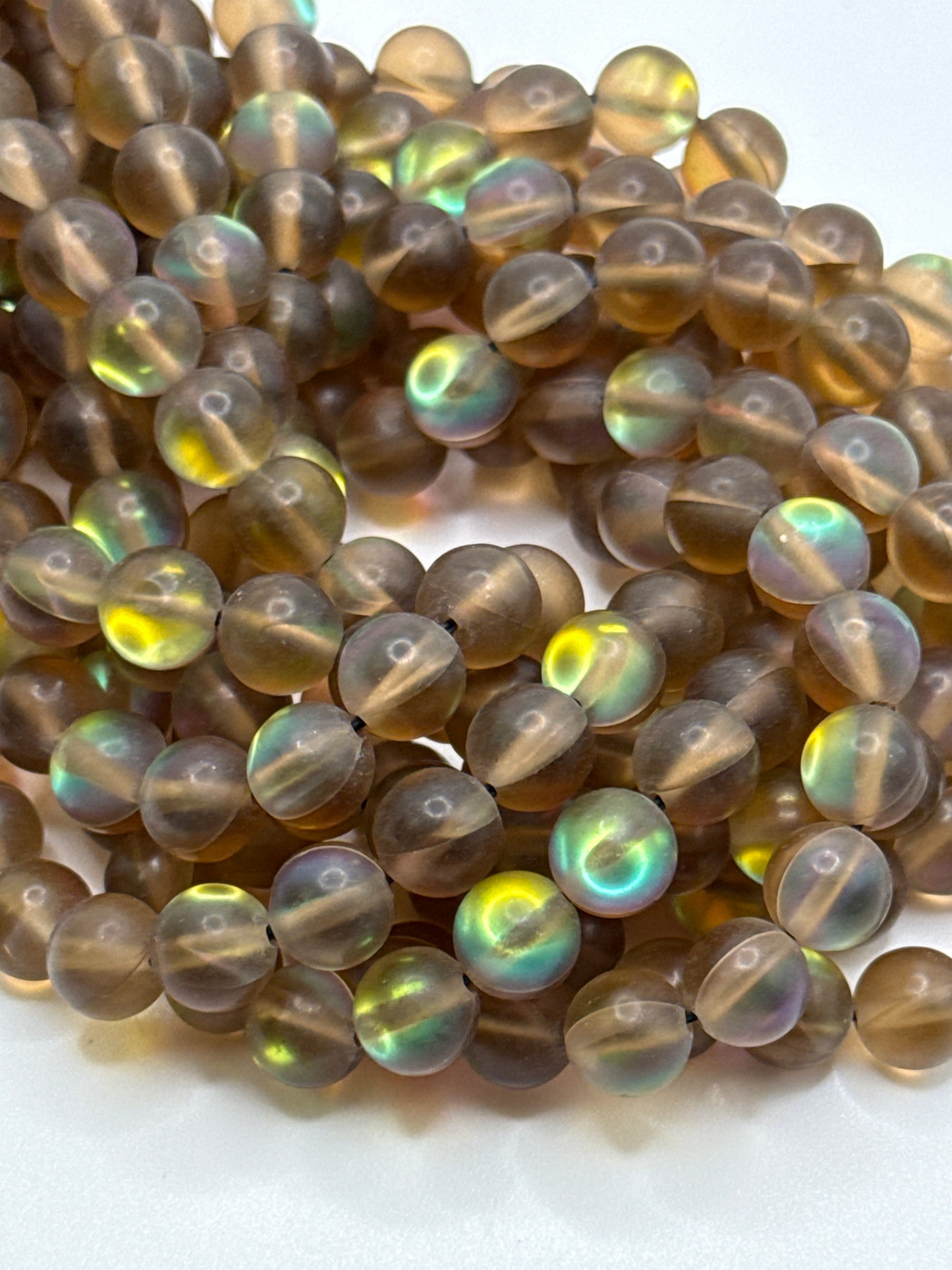 8mm Mystic Aura Bronze Mermaid Glass.