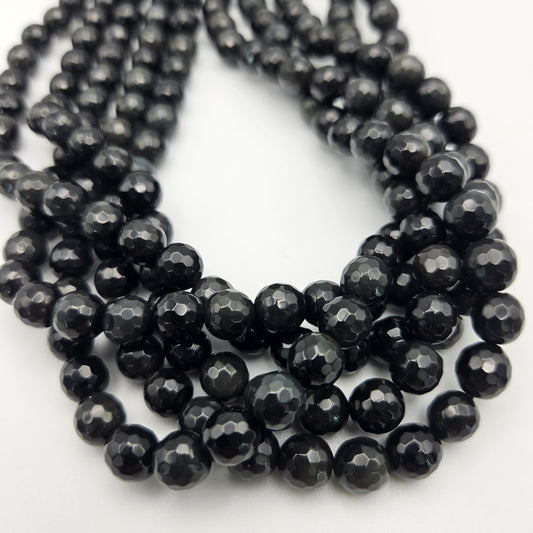 8mm Obsidian Round Faceted.