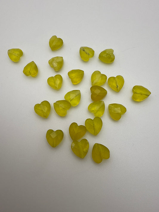 8mm Olivine Jade Faceted Heart Single.