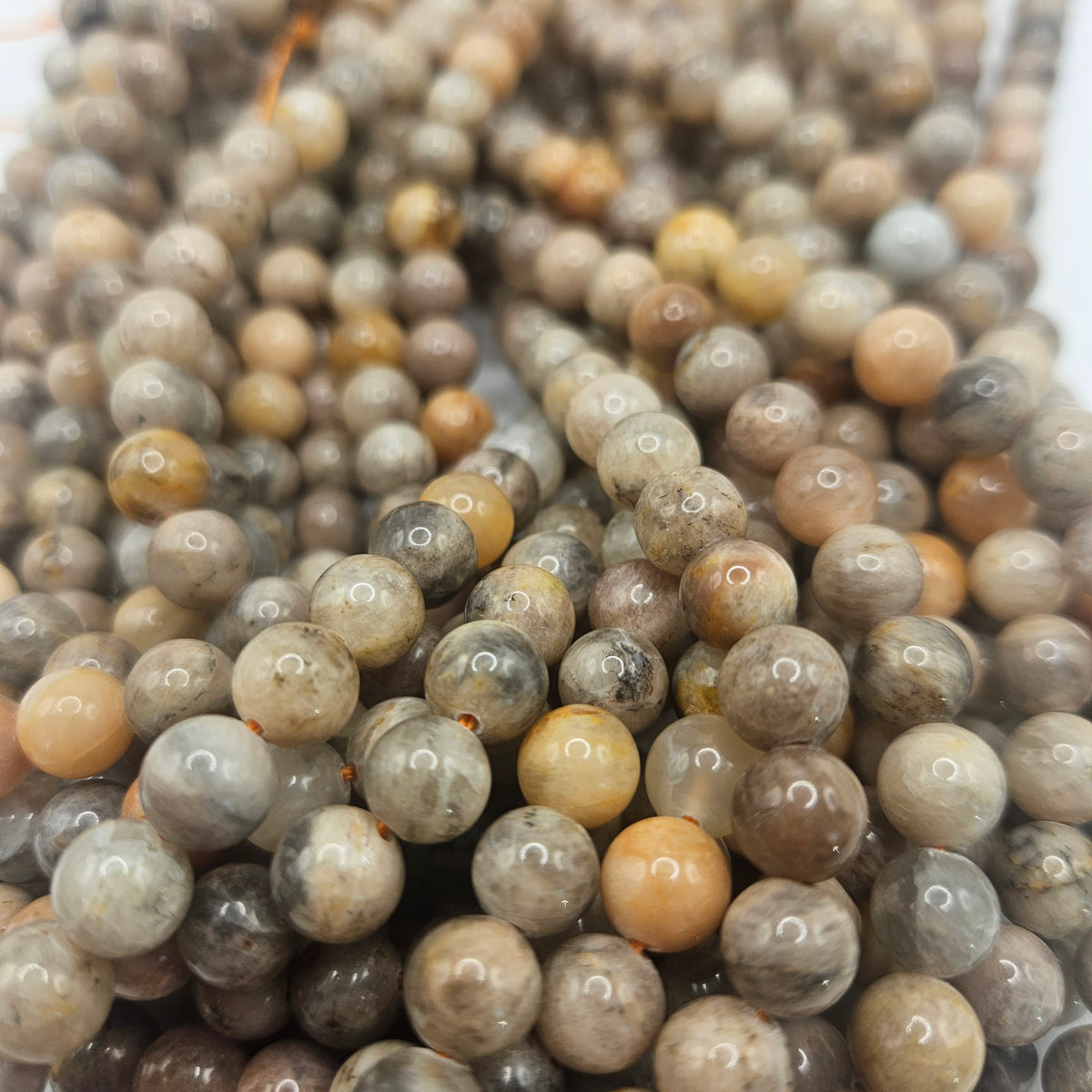 8mm Peach Moonstone Bead Strand.
