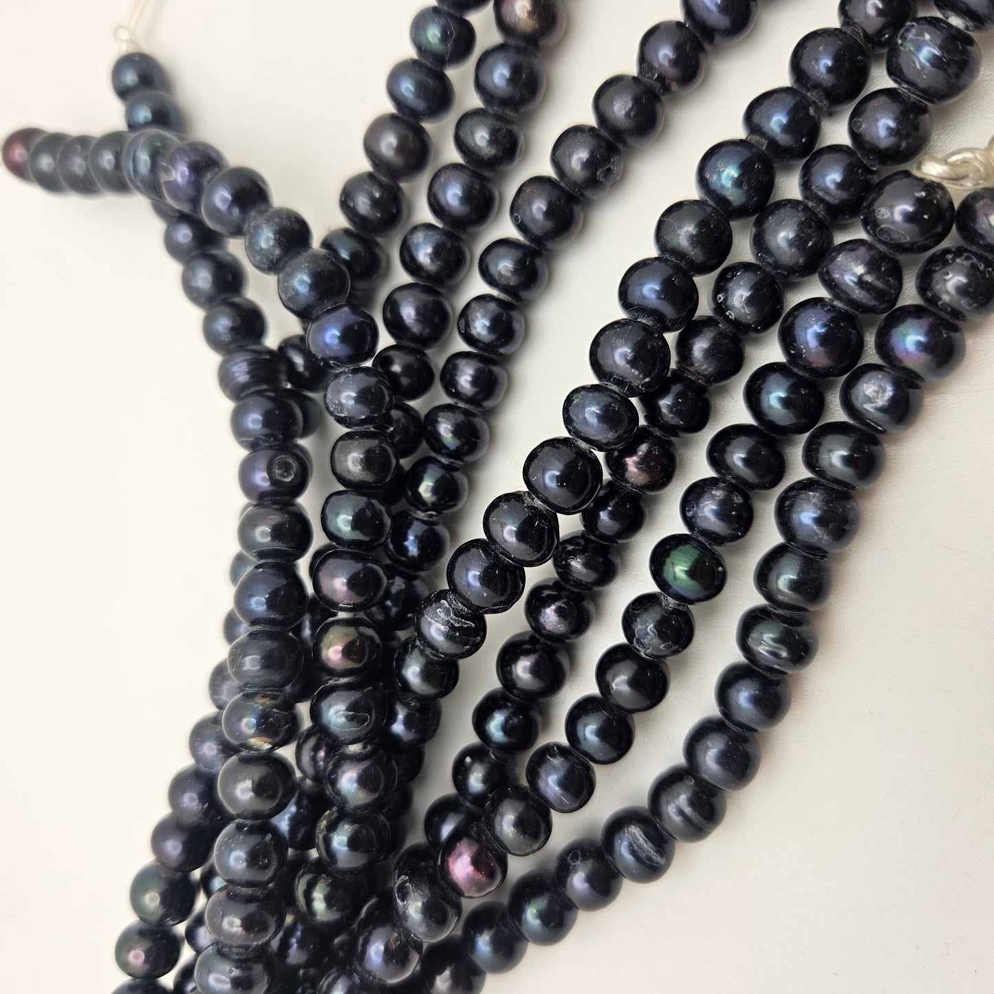 8mm Peacock Pearl Large Hole Round Bead Strand.
