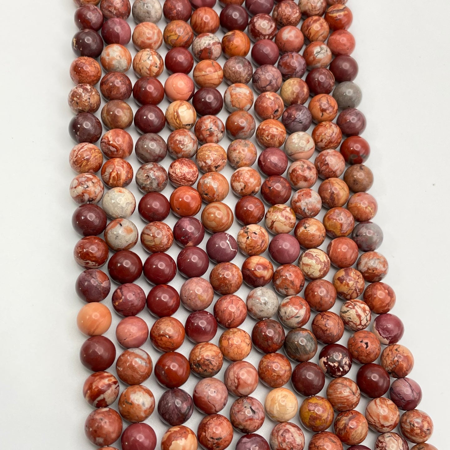 8mm Petrified Wood Smooth Round Bead Strand.
