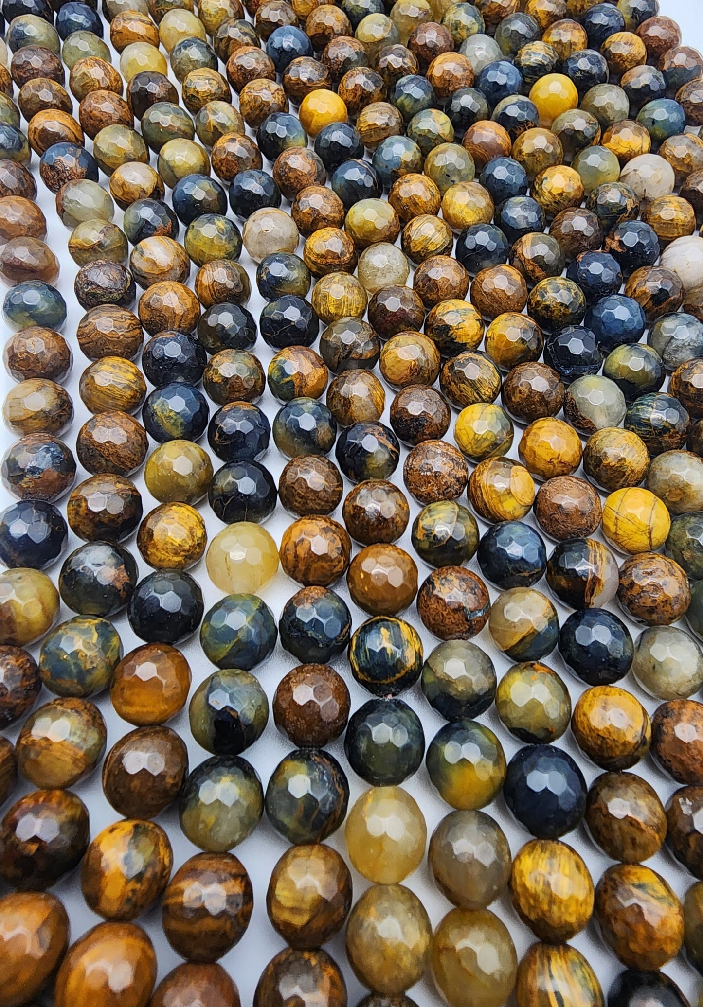 8mm Pietersite Faceted Bead Strand.