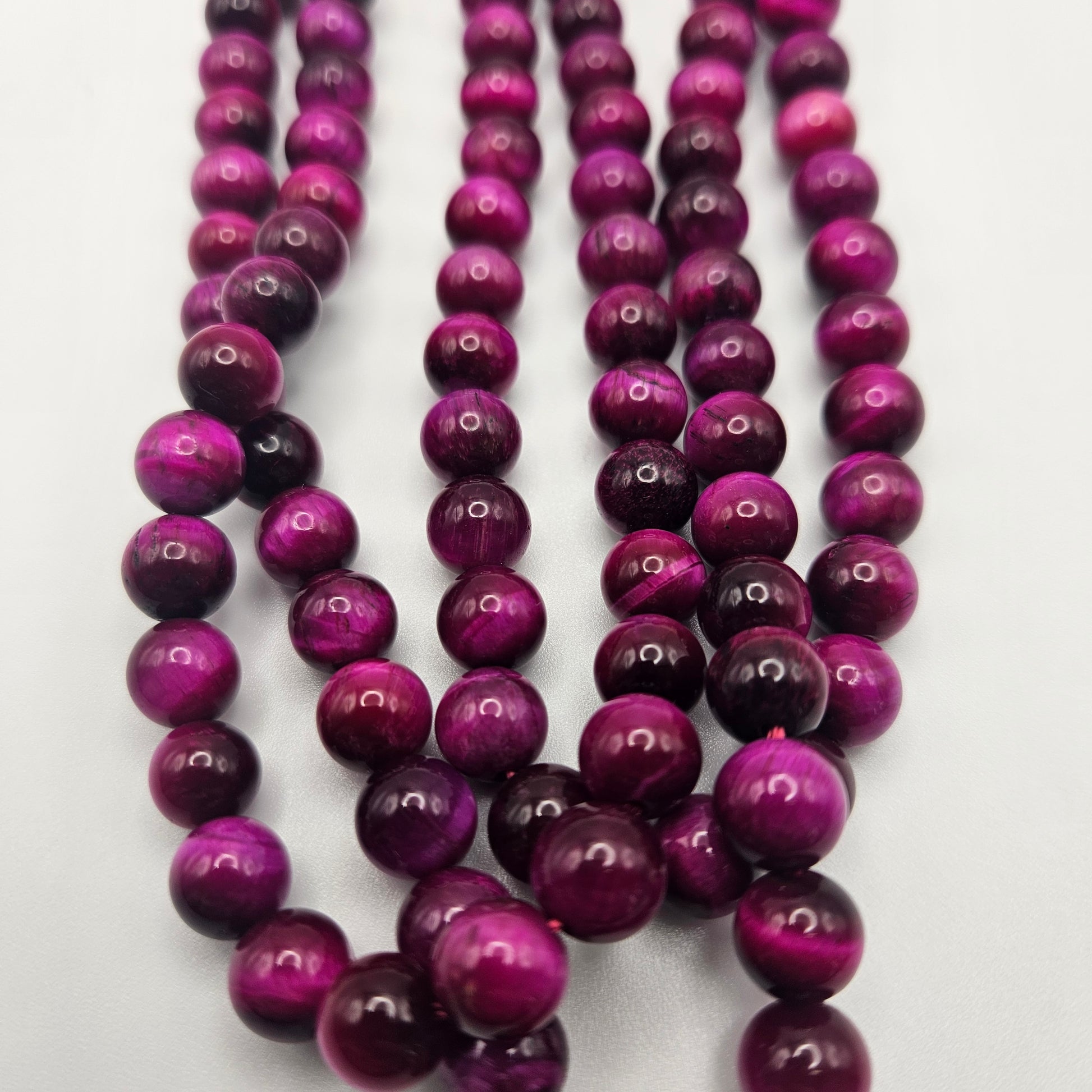 8mm Pink Tiger's Eye (Dyed) Round Bead Strand.