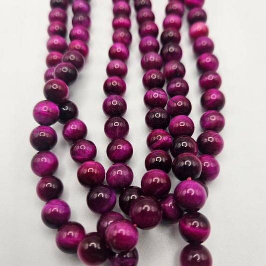 8mm Pink Tiger's Eye (Dyed) Round Bead Strand.