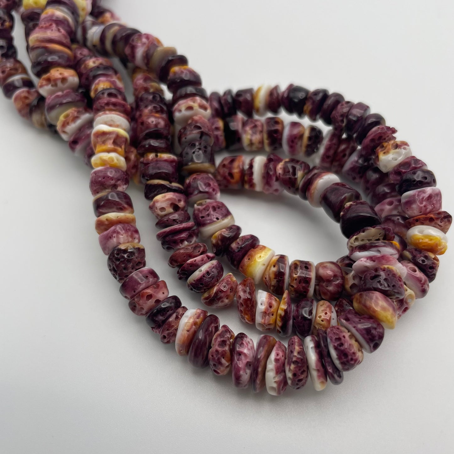 8mm Purple Spiny Oyster Rondelle Bead Strand.