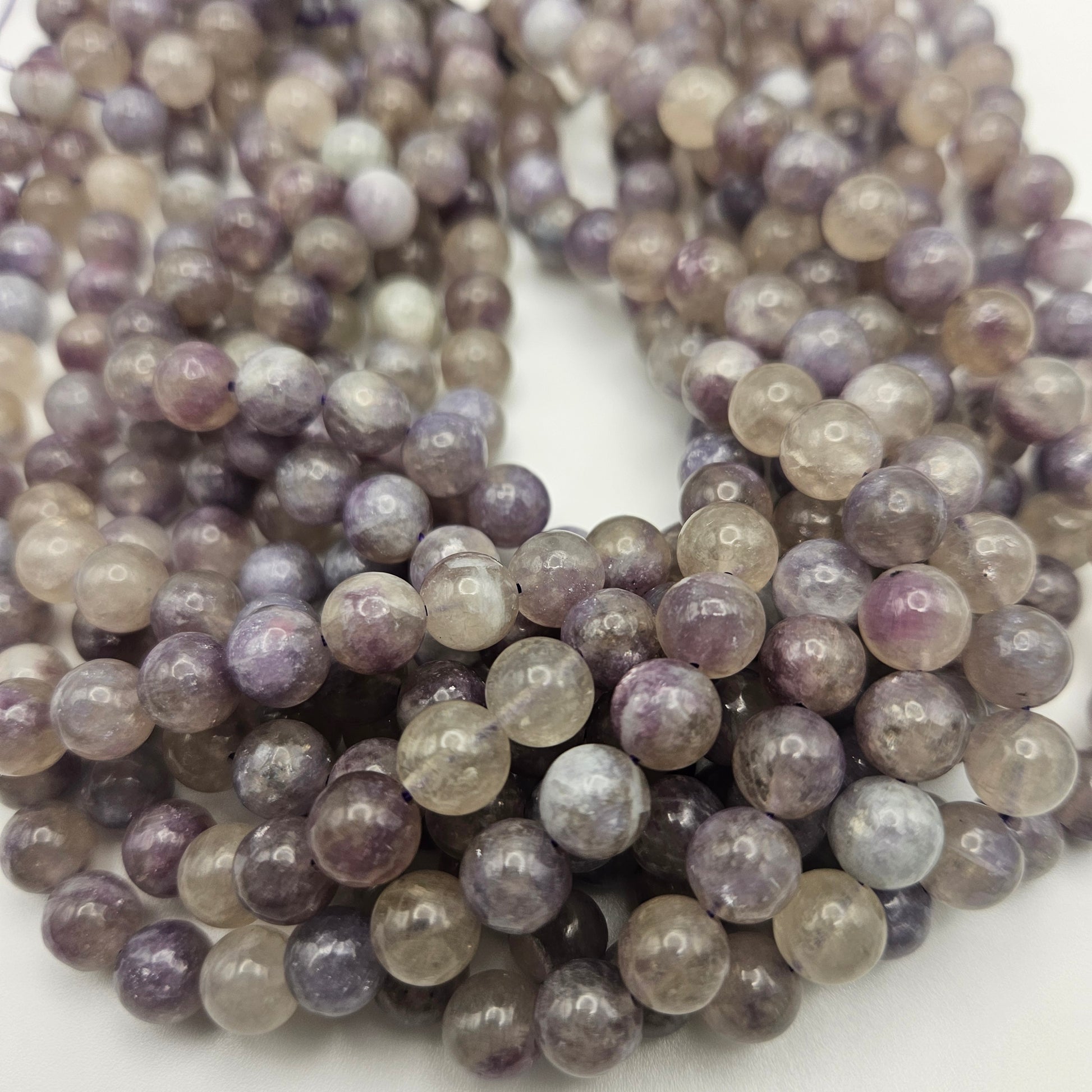 8mm Purple Tourmaline Round Bead Strand.