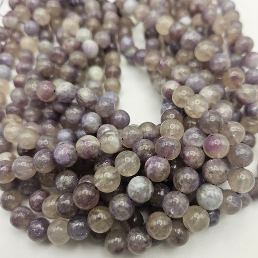 8mm Purple Tourmaline Round Bead Strand.