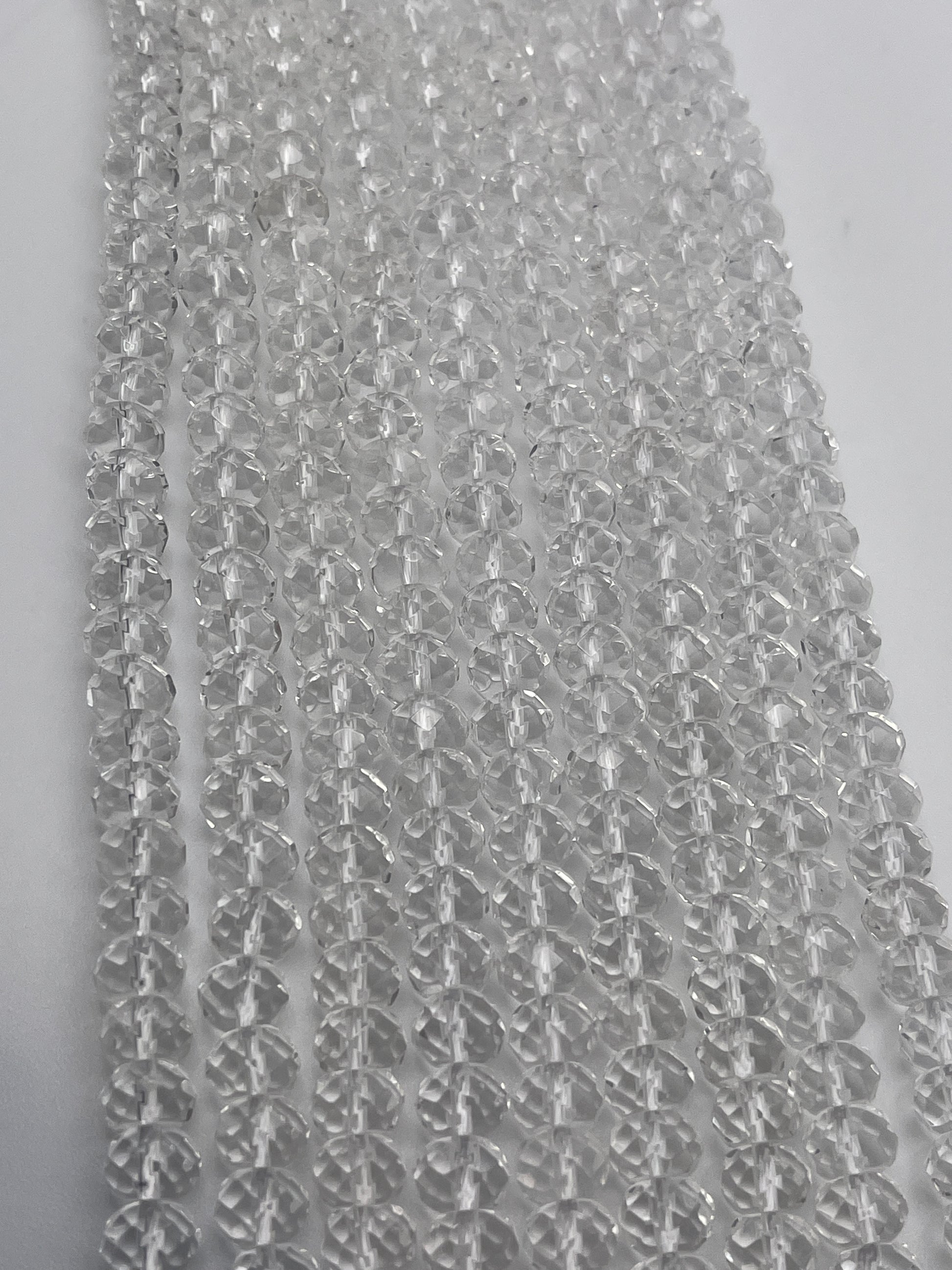 8mm Quartz Faceted Rondell Bead Strand.