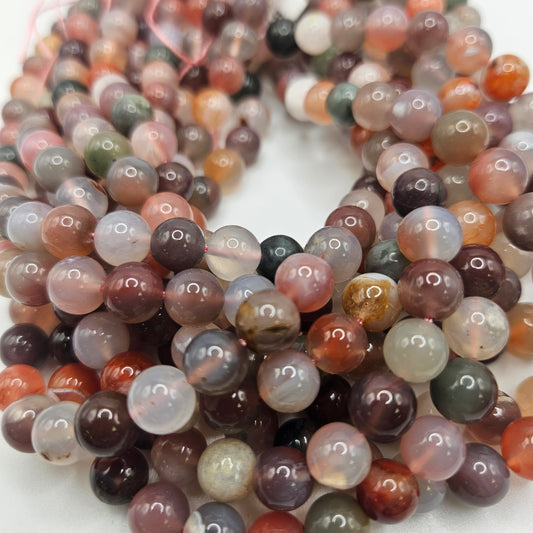 8mm Red Botswana Agate Round Bead Strand.