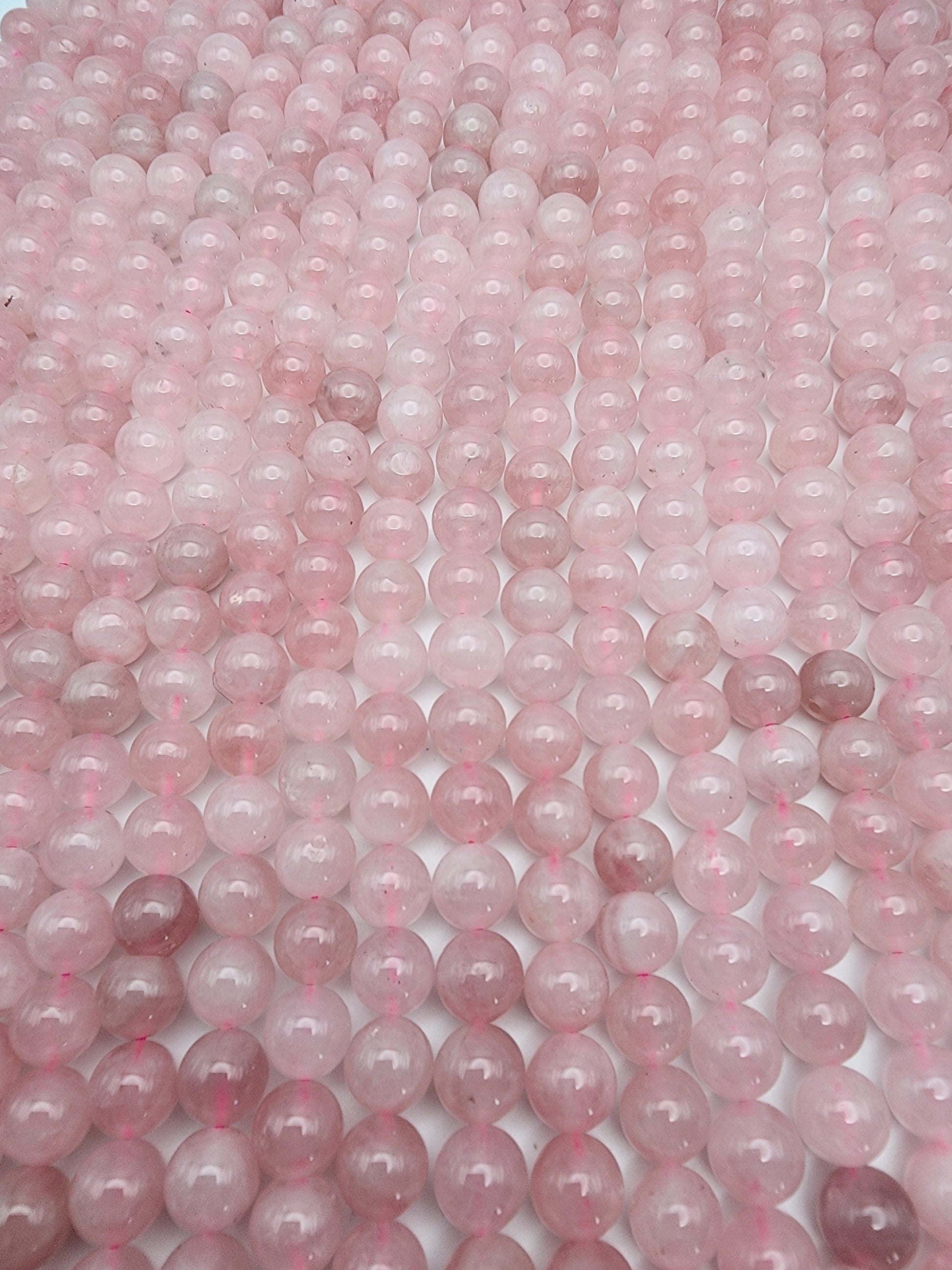 8mm Rose Madagascar Quartz Round Bead Strand.