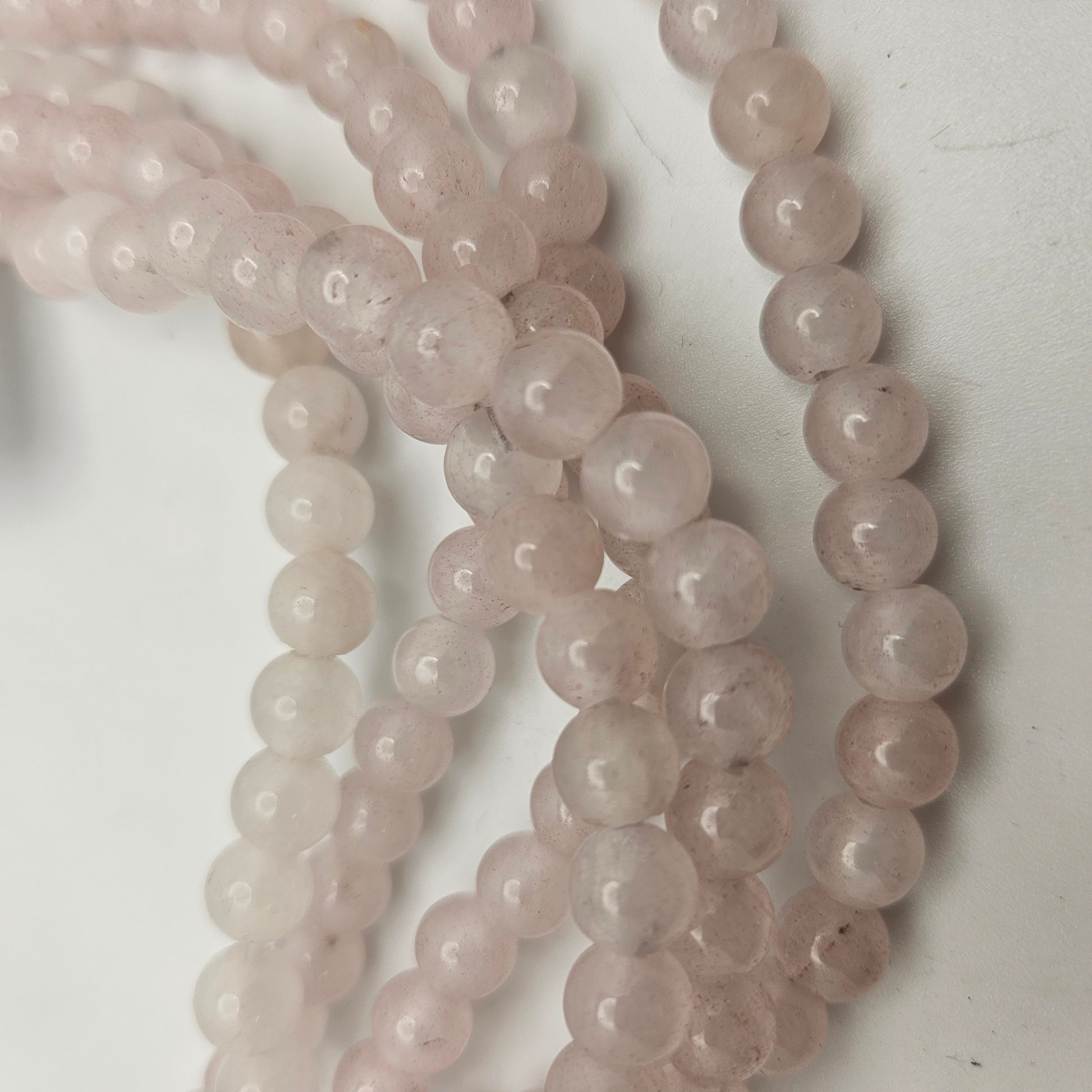 8mm Rose Quartz Large Hole Round Bead Strand.