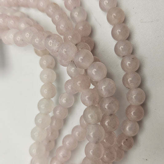 8mm Rose Quartz Large Hole Round Bead Strand.