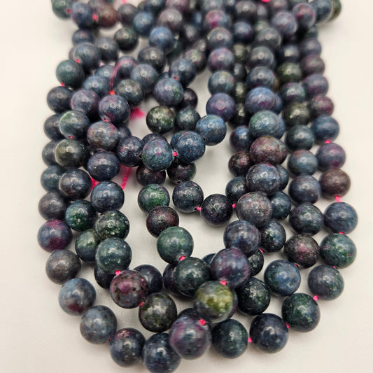 8mm Ruby Kyanite Round Bead Strand.