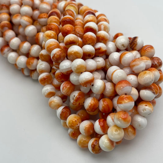 8mm Spiny Oyster Round Smooth Bead Strand.