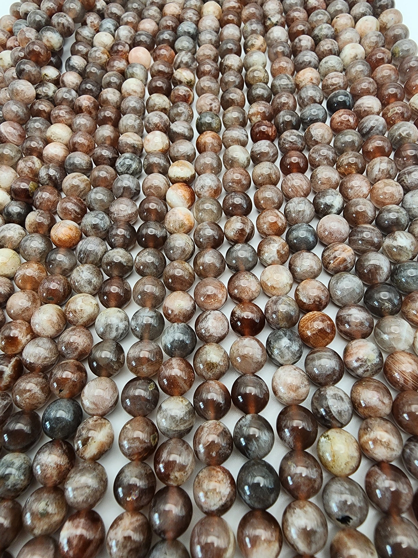 8mm Sunstone Round Bead Strand.
