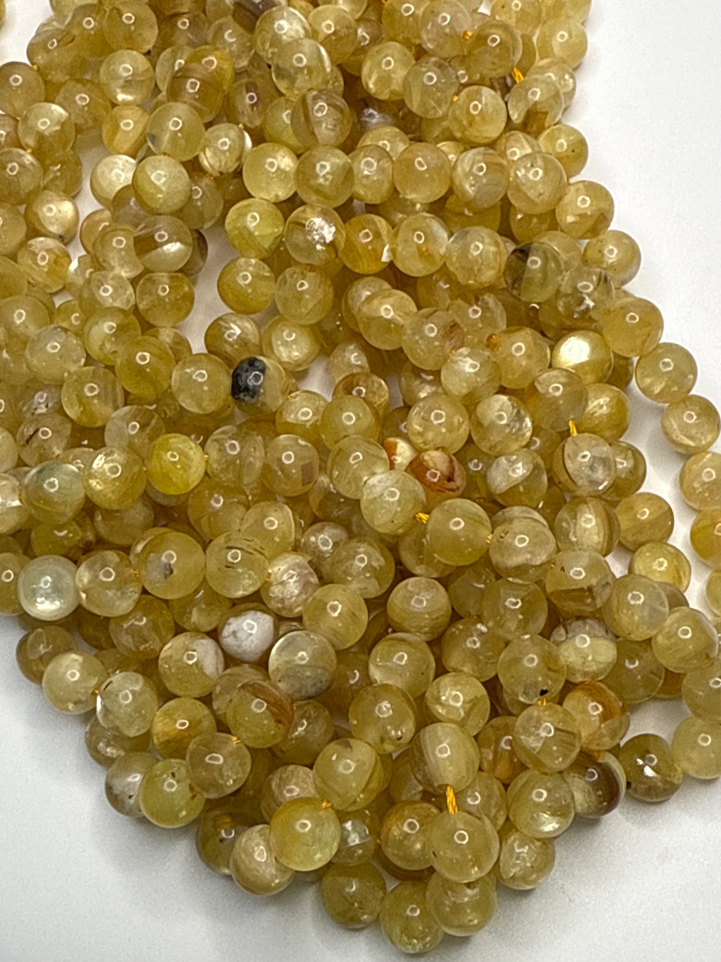 8mm Yellow Muscovite Mica Round Smooth.